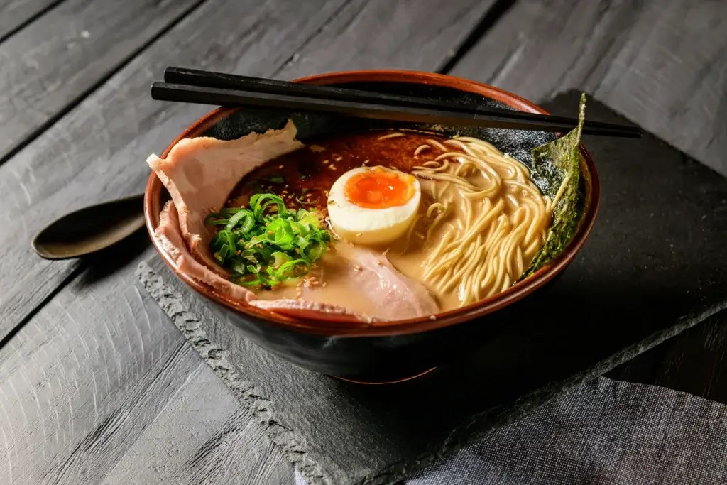 Ramen bowl with toppings