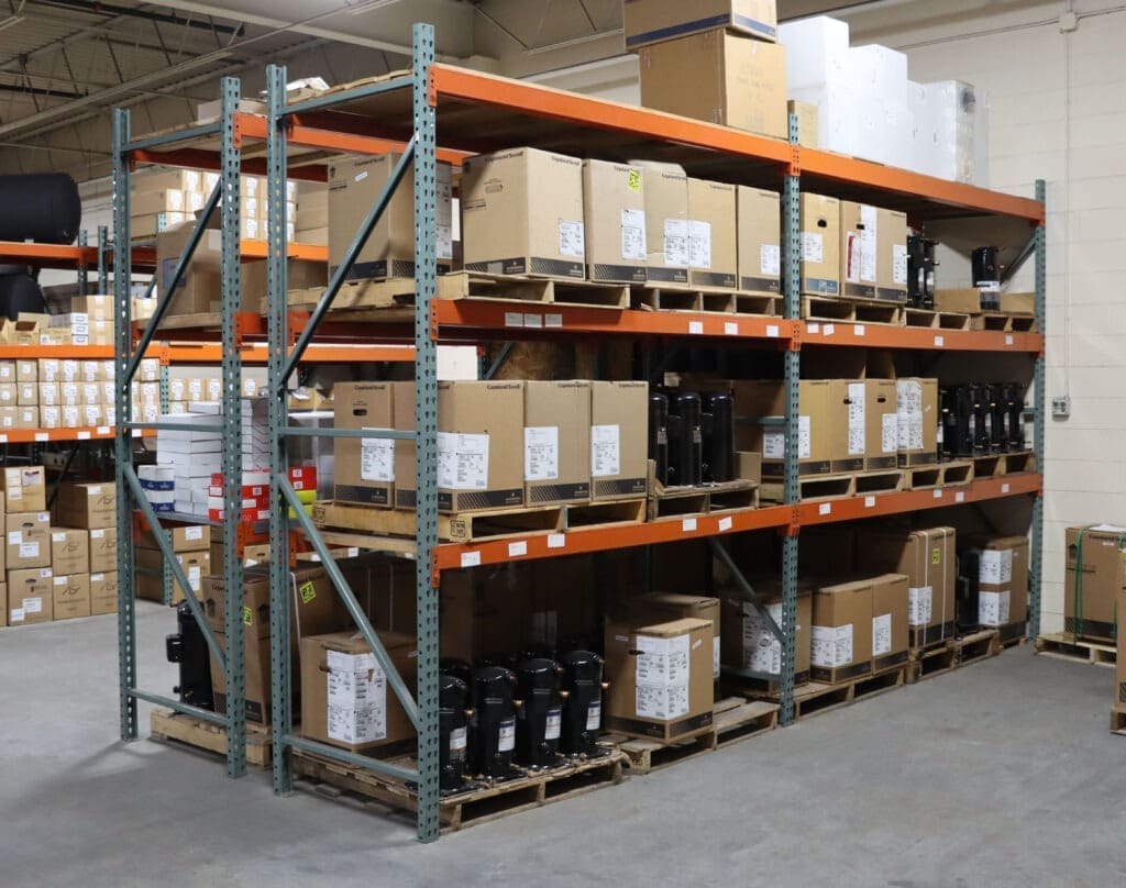 HVAC parts shelves