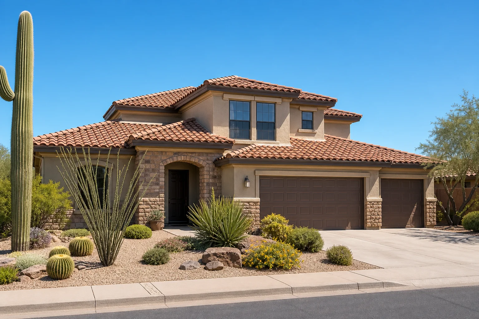 Tile and shingle roofs on Arizona homes