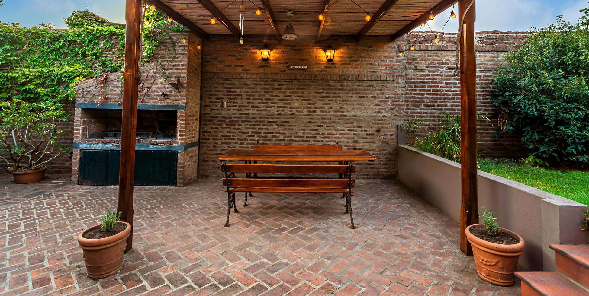 Landscaped backyard with patio