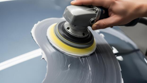 Orbital buffer bringing out gloss on dark paint