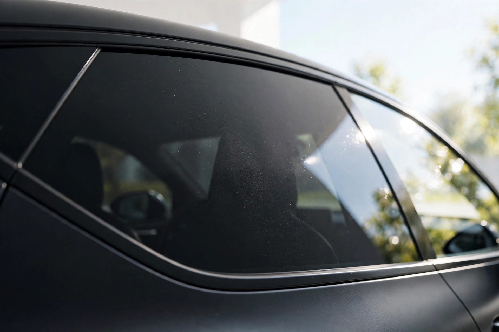 Ceramic window tint on a car in daylight