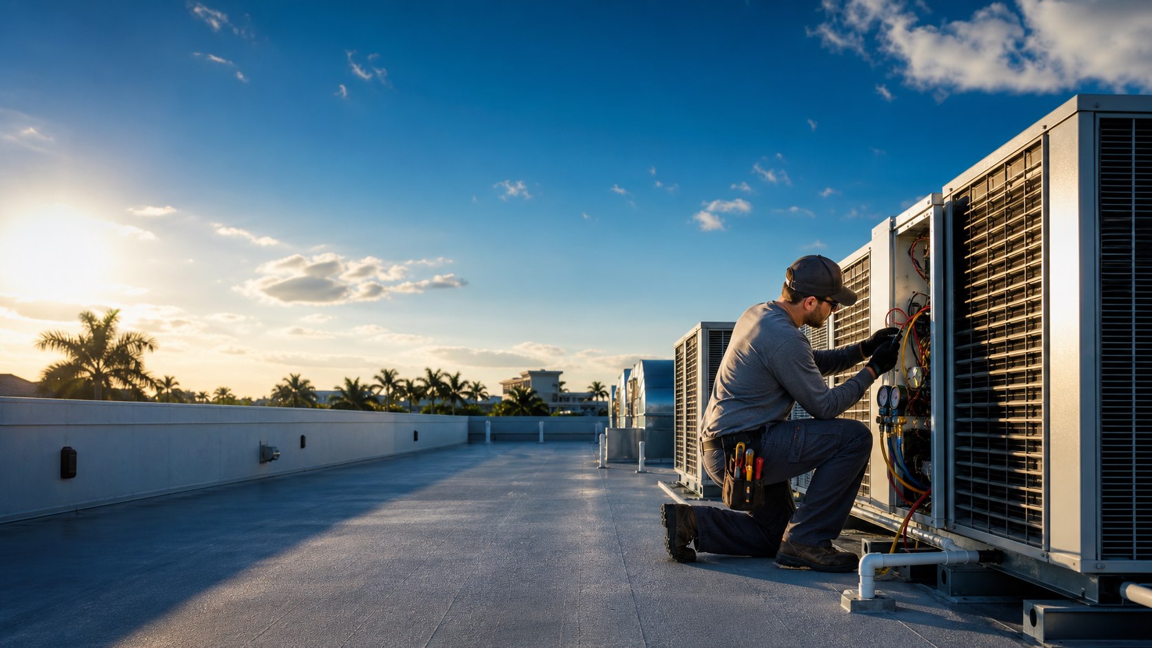 Illustrative photo of commercial rooftop air conditioning units