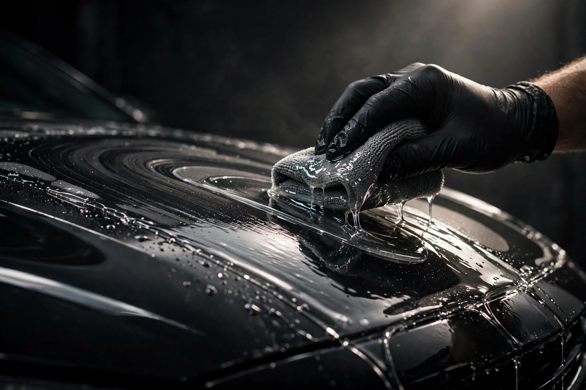 Ceramic coating applied to a car hood