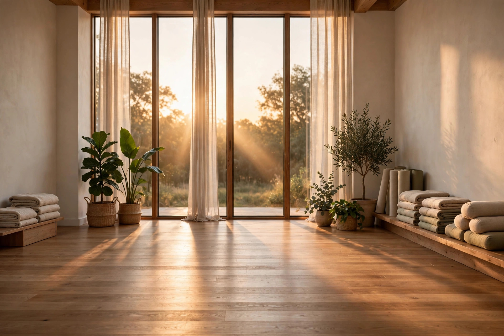 The yoga studio at golden hour