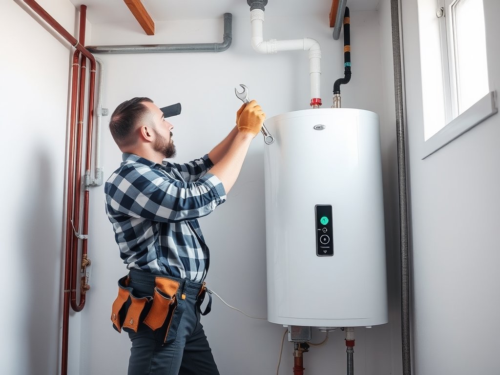 Water heater installation in progress