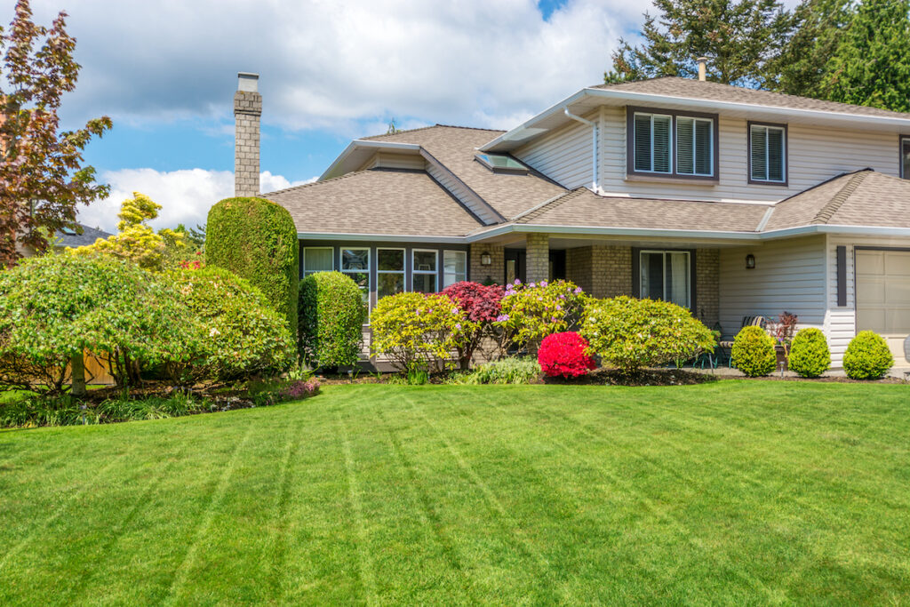 Manicured lawn before an Austin home