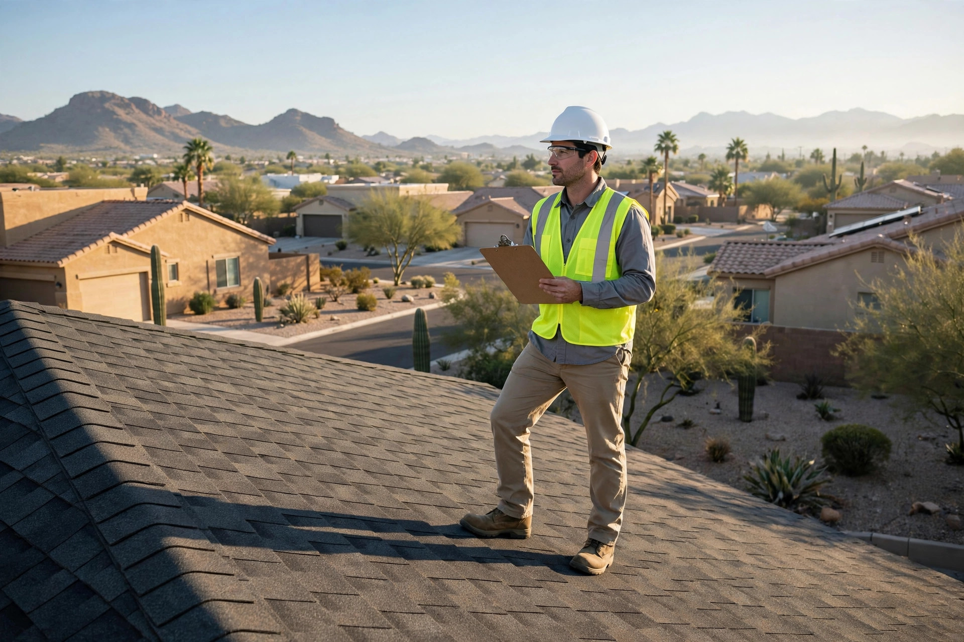 Roofing crew at work on a Phoenix home