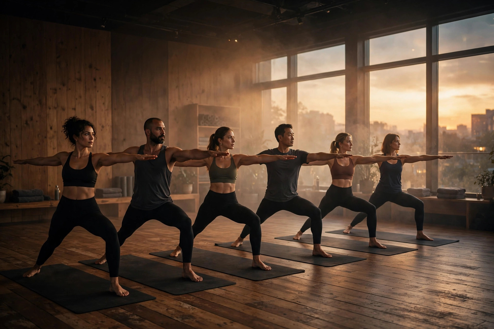 Hot yoga class in session at Urban Fit Yoga