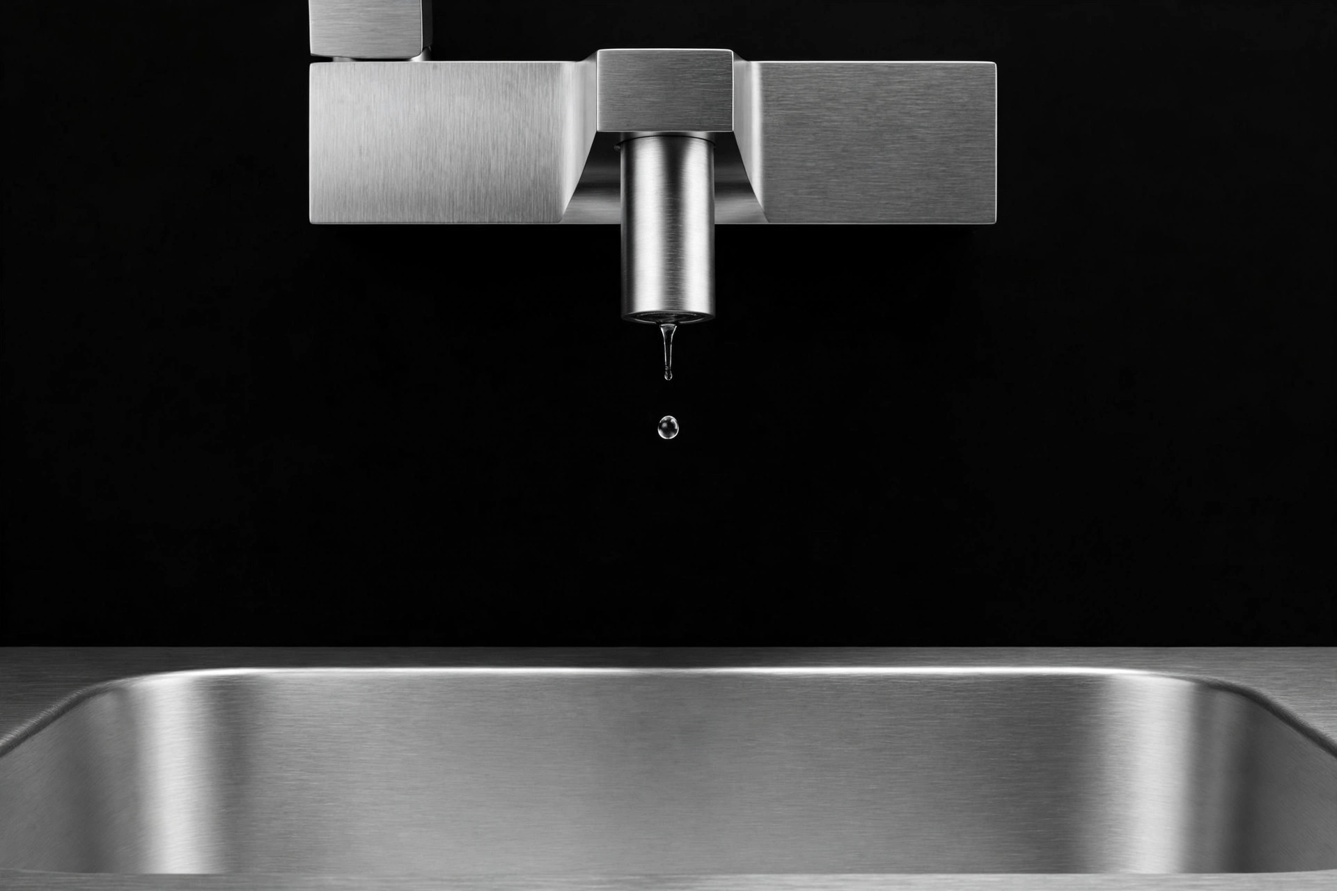 Modern faucet with a drop of water