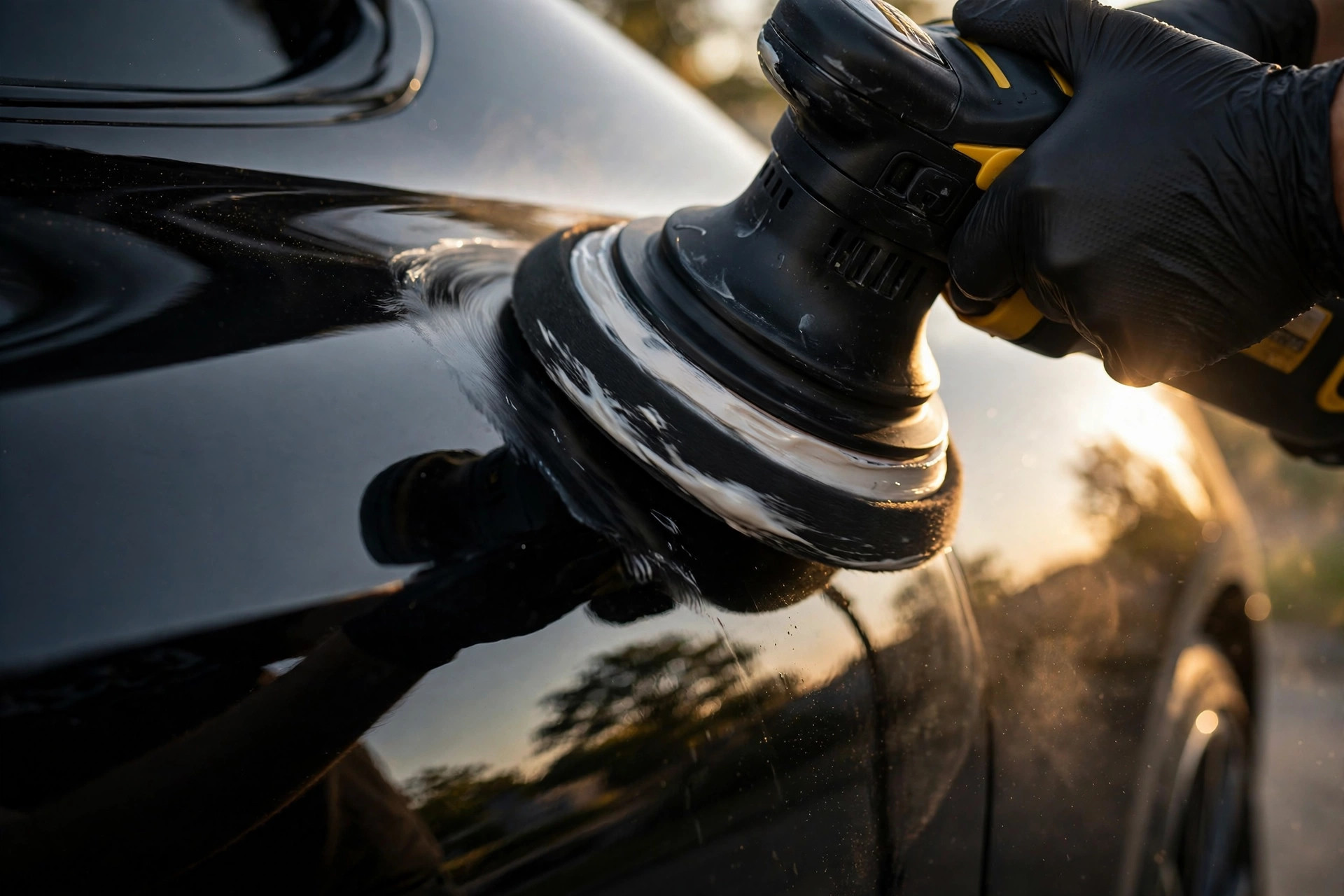 Machine polishing restoring paint gloss