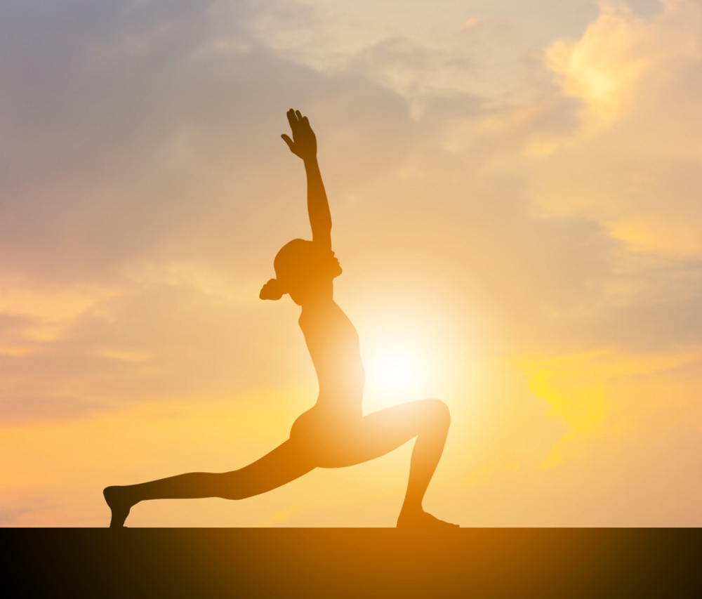 Yoga practice at sunset