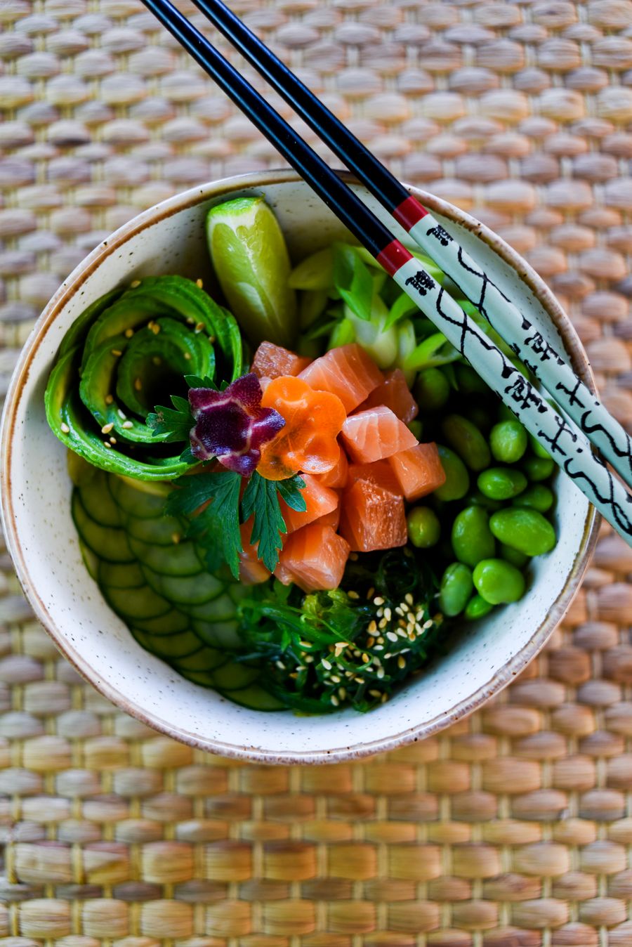 Fresh poke bowl ingredients